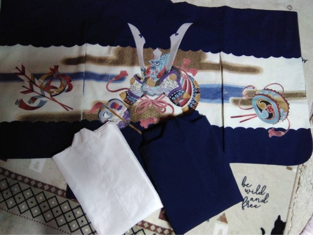 男の子用・5歳向け・化繊・袴と着物のセット