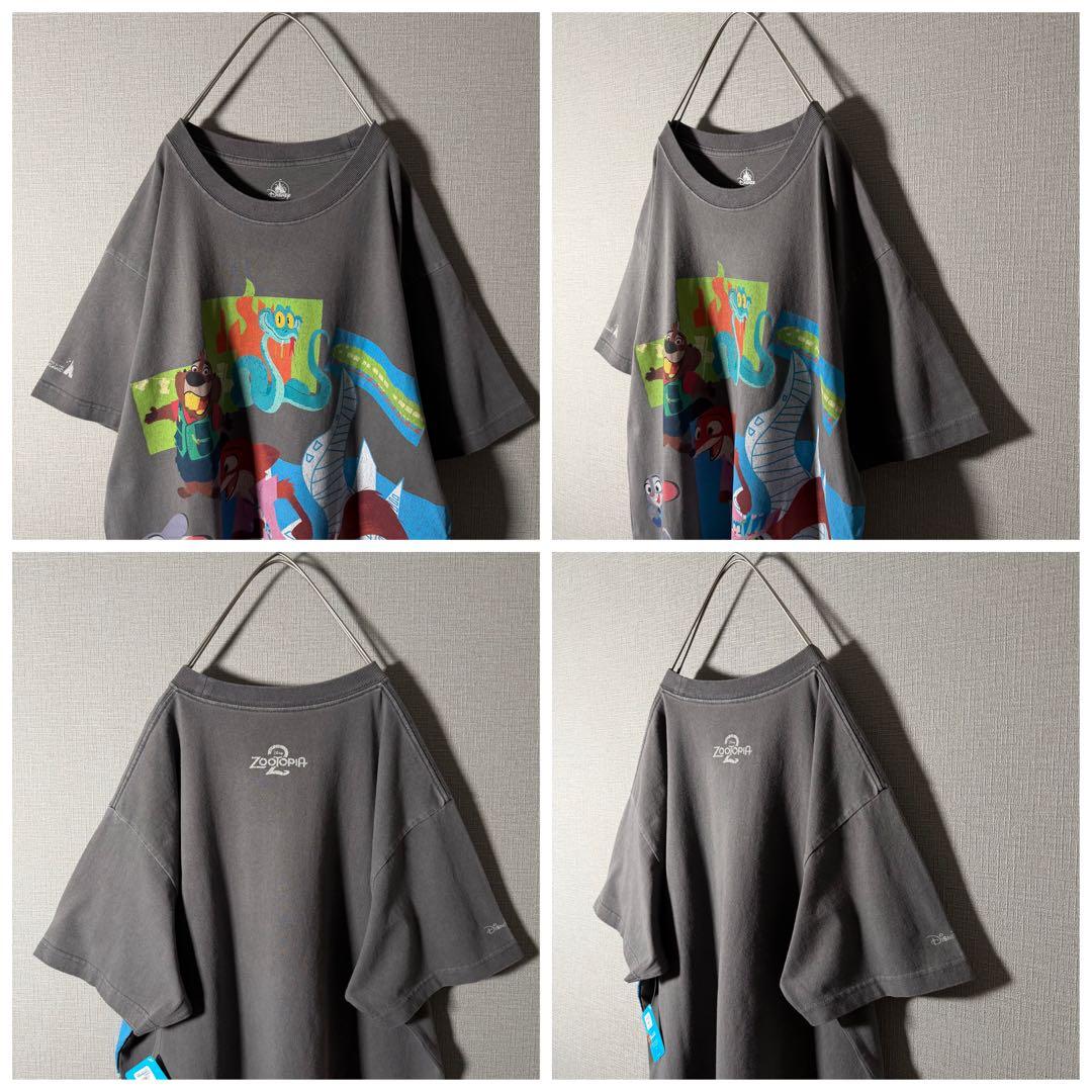 香港ディズニー限定★ズートピア2 ビッグロゴTシャツ Disney グレー XL