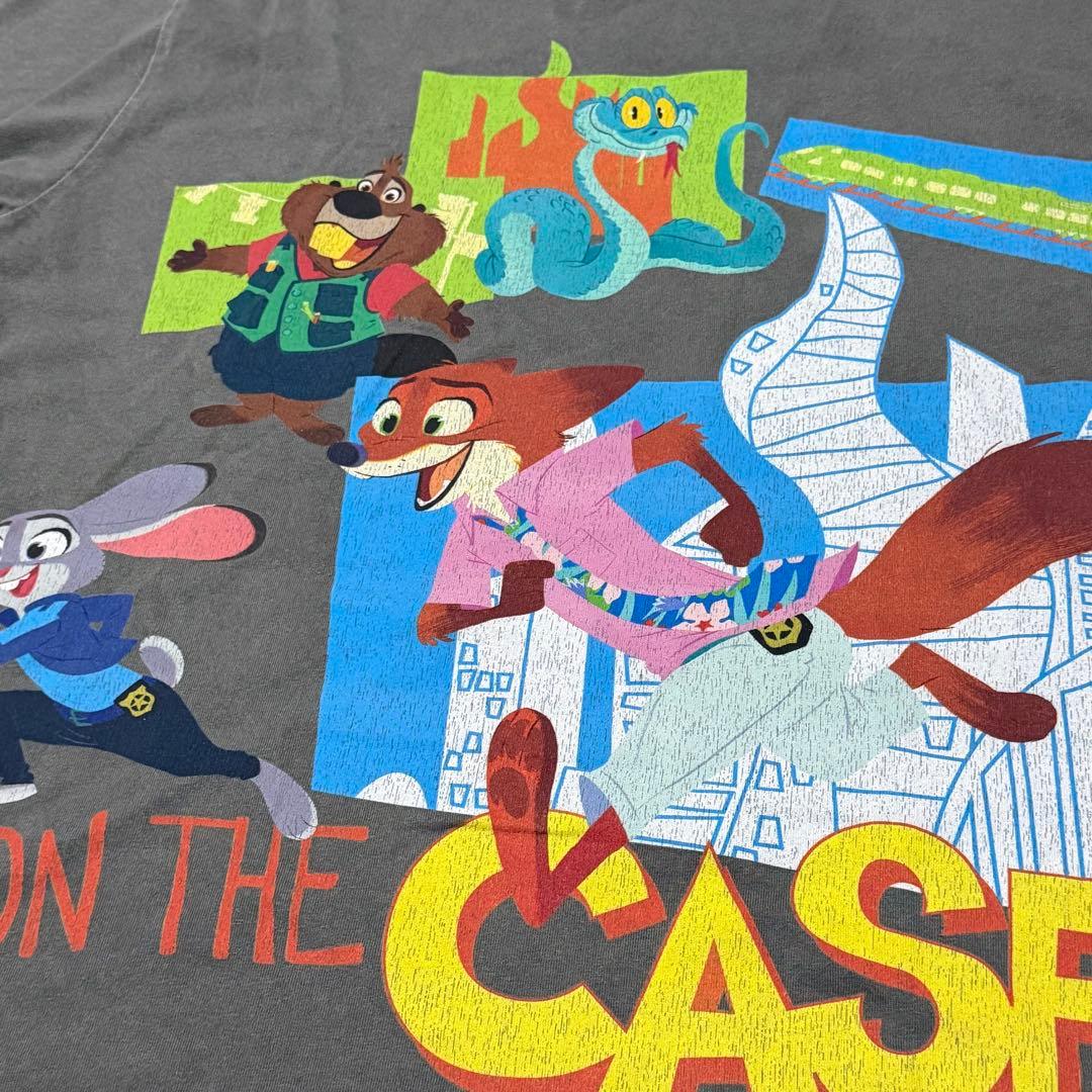 香港ディズニー限定★ズートピア2 ビッグロゴTシャツ Disney グレー XL
