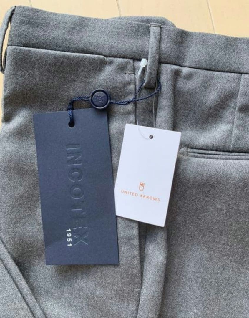 タグ付き未使用♪INCOTEX48 フランネル35番ノープリーツ スラックス