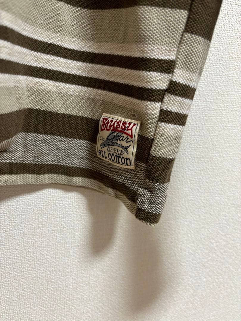 90s オールドステューシー ボーダー柄ロンt USA製 ブラウン×ベージュ