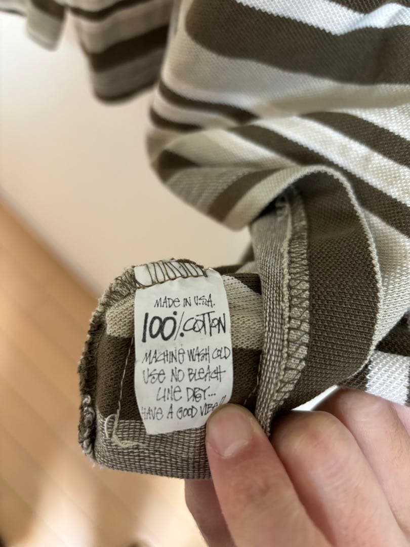 90s オールドステューシー ボーダー柄ロンt USA製 ブラウン×ベージュ