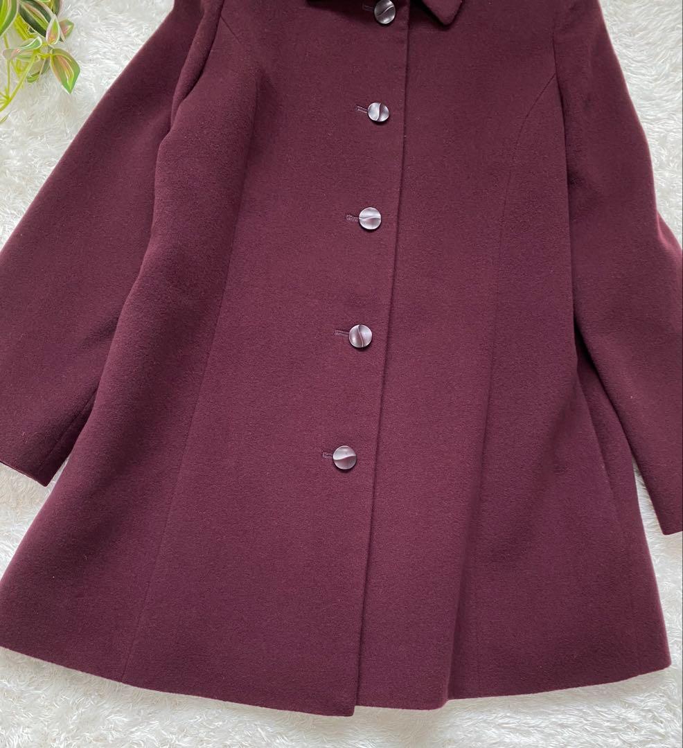 ✨美品✨Leilian レリアン カシミヤ ステンカラー コート ボルドー11号