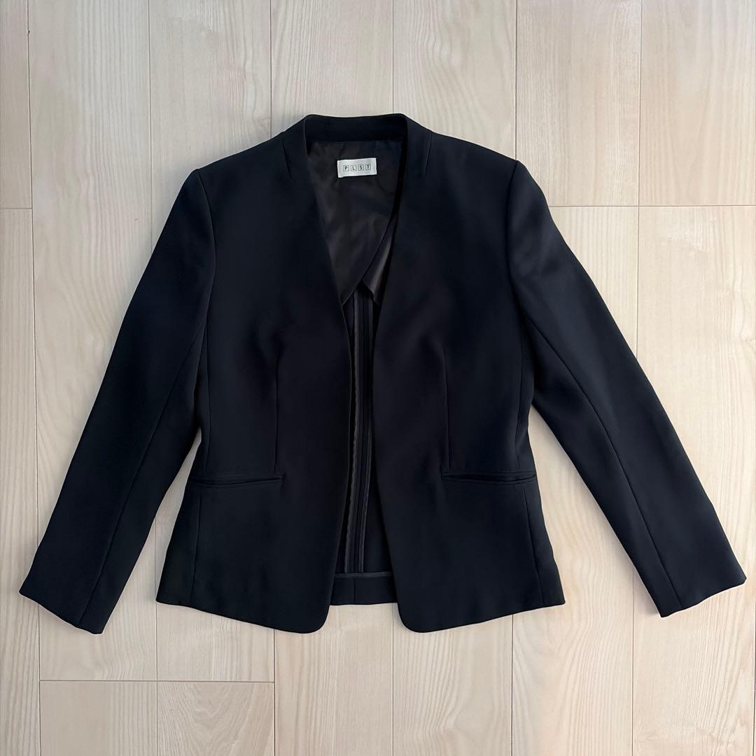 PLST (theory) 紺　ノーカラー　ジャケット パンツスーツ 上下セット