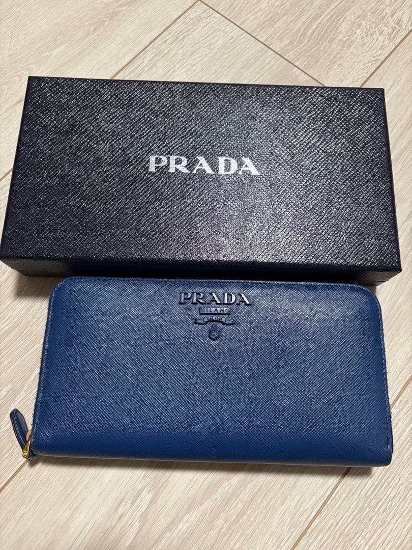 PRADA SAFFIANO SHINE 長財布 ブルー