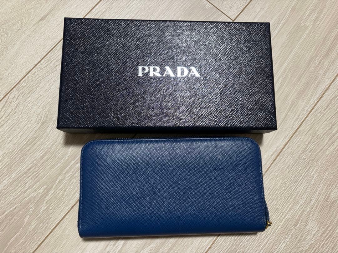 PRADA SAFFIANO SHINE 長財布 ブルー