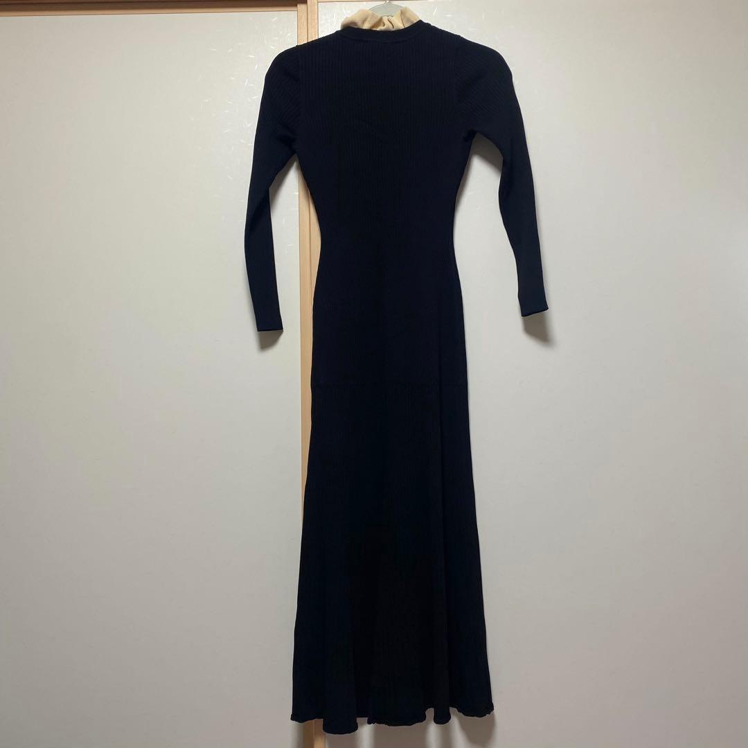 【美品】Sandroサンドロ/リブニットロングワンピース黒34