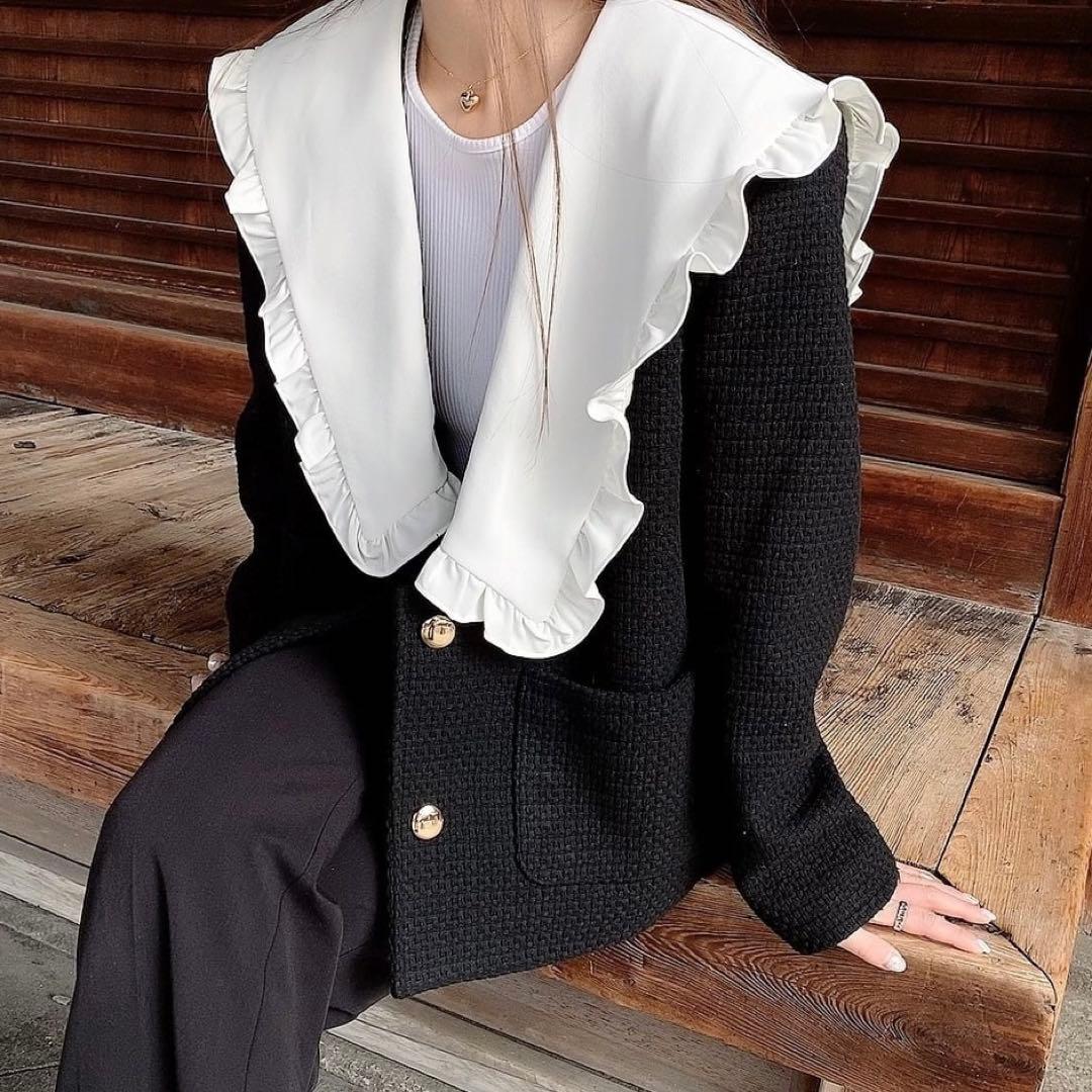 moripon【新品同様】Frillcollar tweed JK