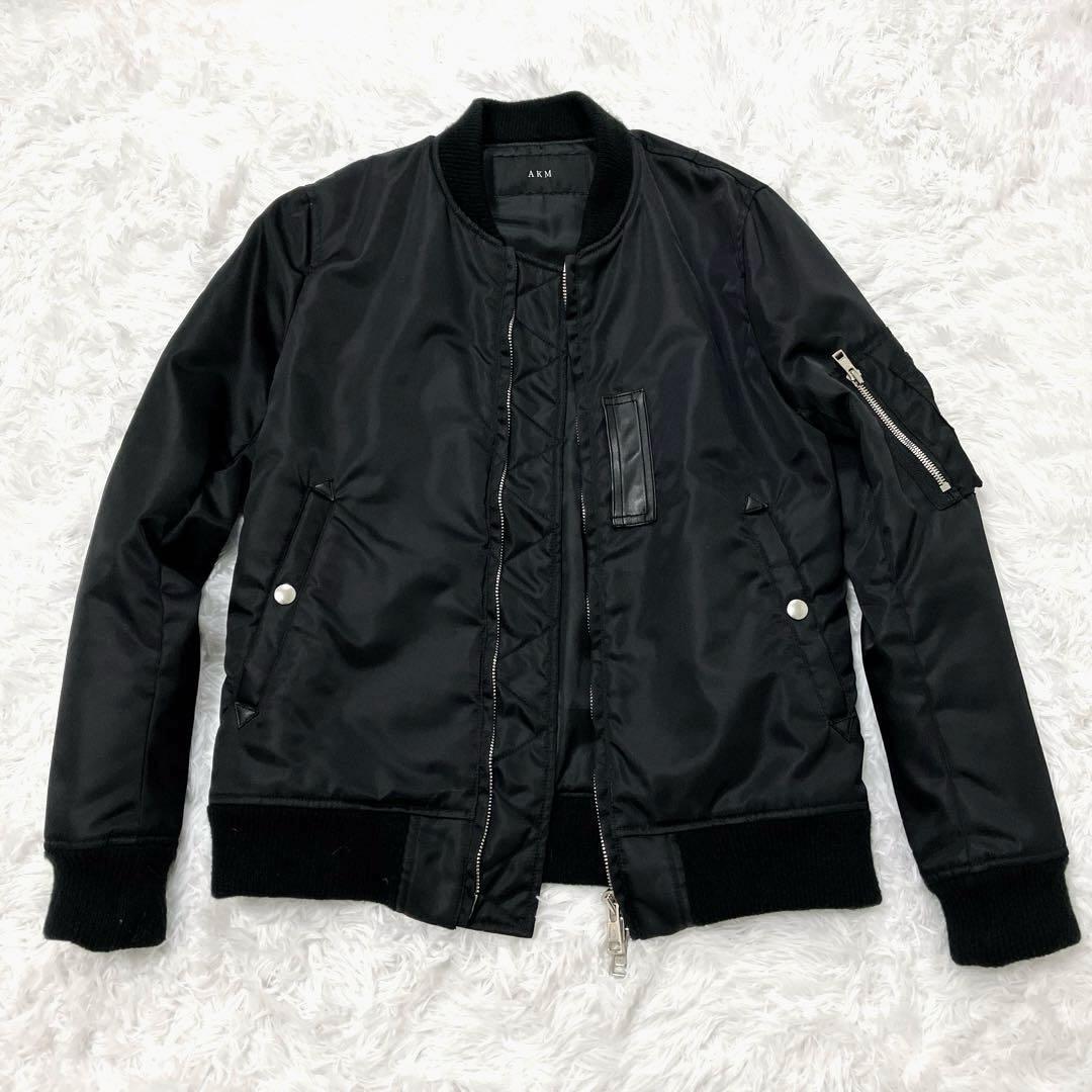 最終特価‼️　美品✨　AKM MA-1 ブルゾン　ヘビーナイロン　カシミヤ　M 黒