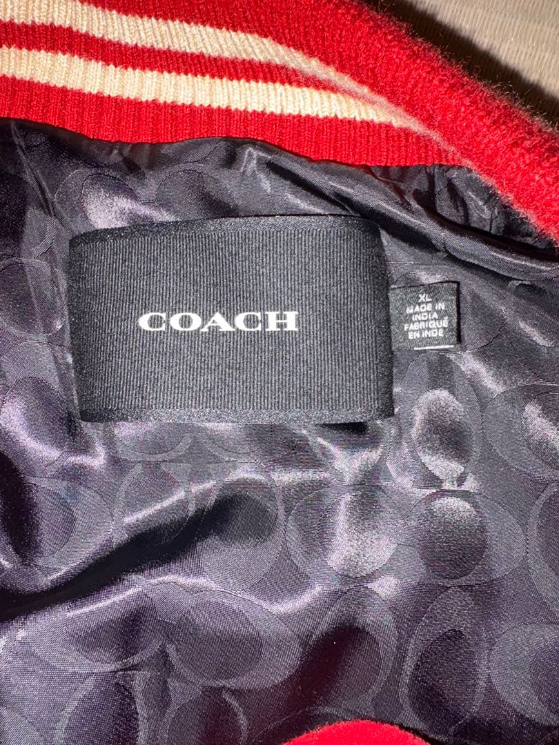 COACH 赤 白 スタジャン XL