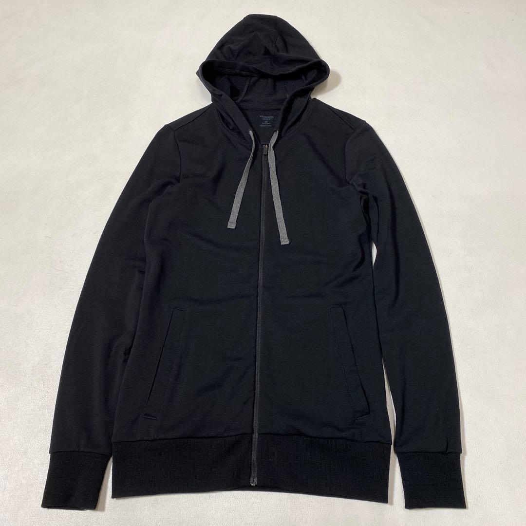 icebreaker メリノウール ジップアップ パーカー 黒