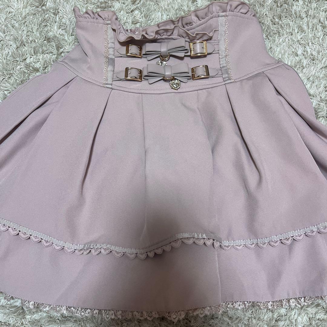 リズリサ スカート 2連ベルトスカパン ピンク