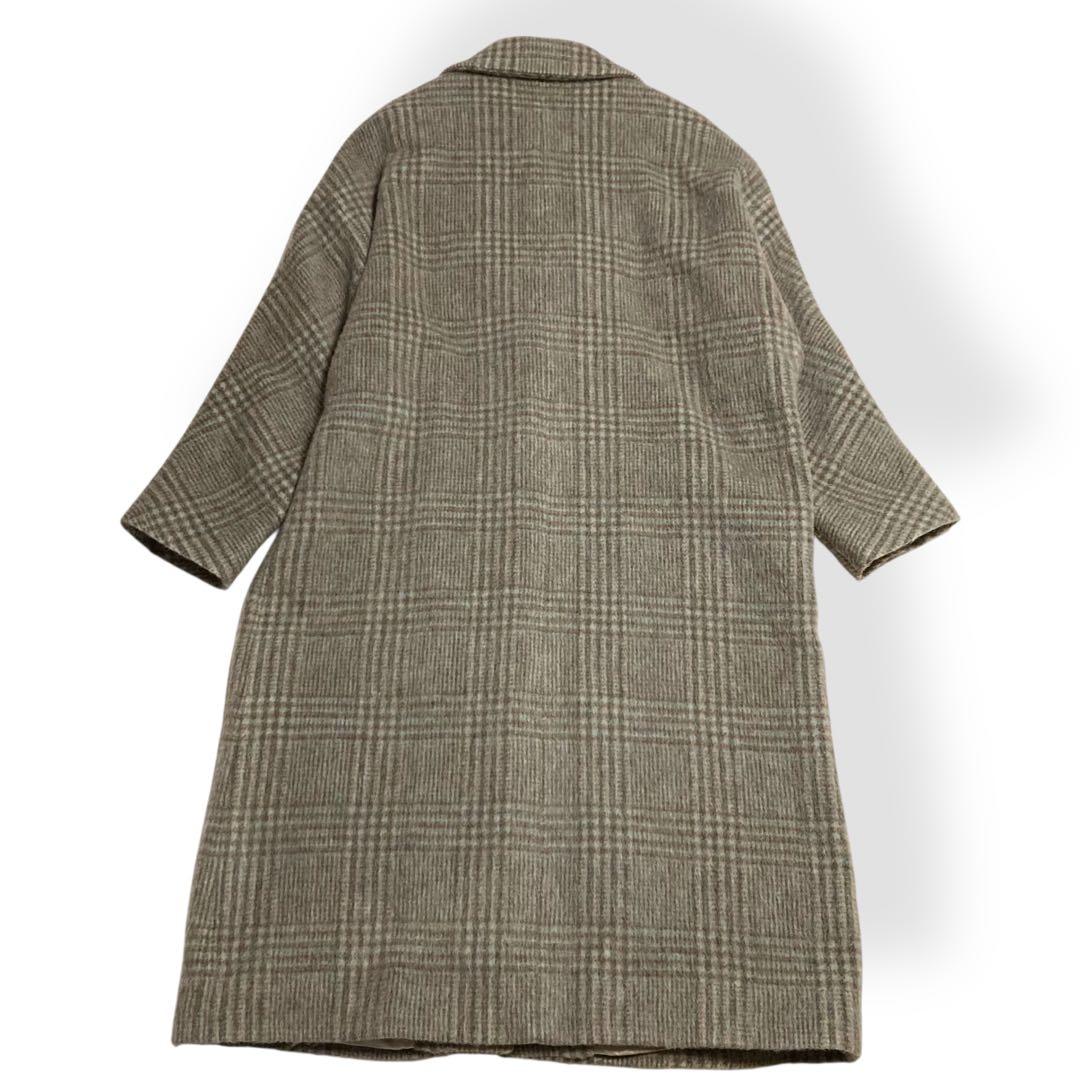 美品★シップス マンテコ MANTECO ロングコート モヘヤ シャギーチェック