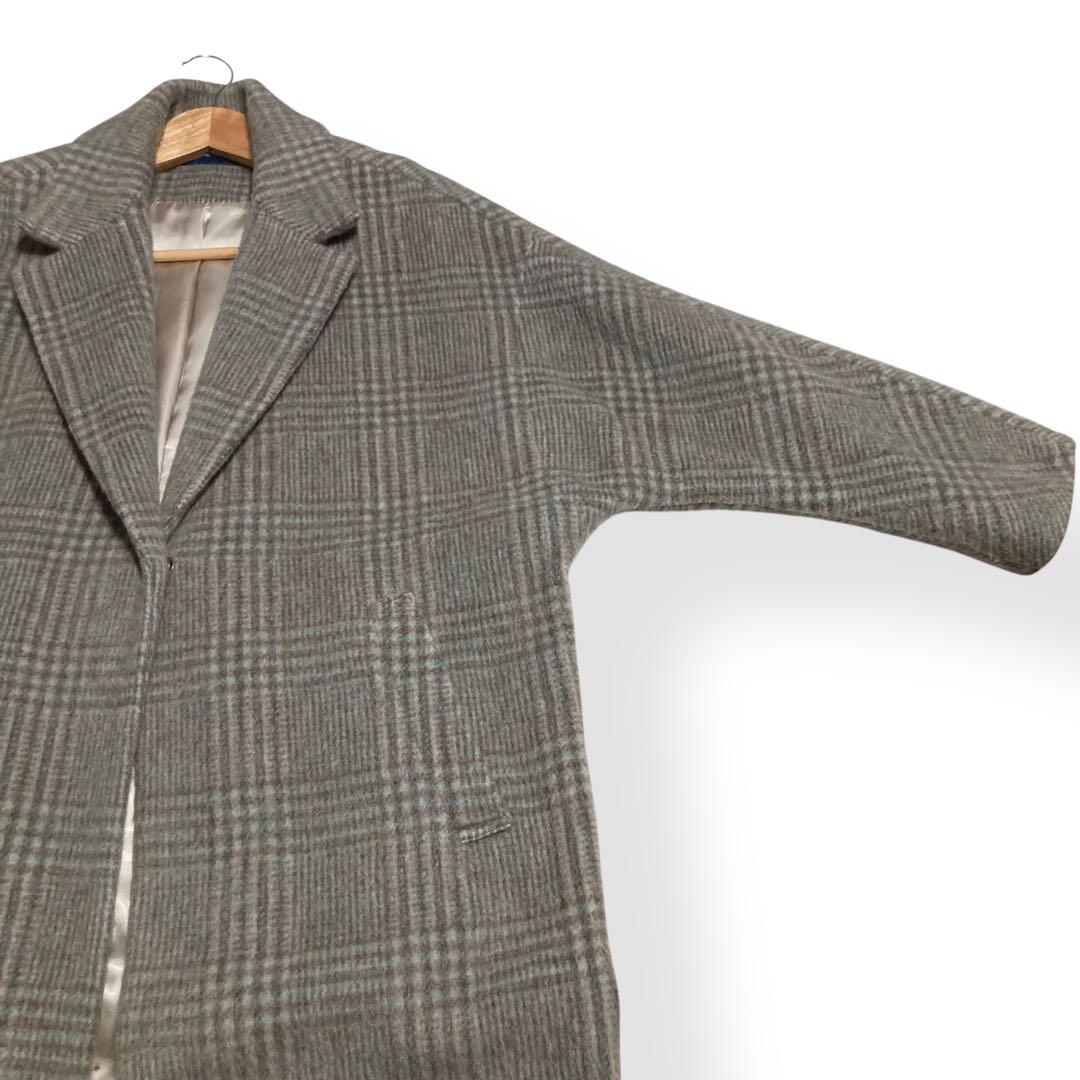 美品★シップス マンテコ MANTECO ロングコート モヘヤ シャギーチェック