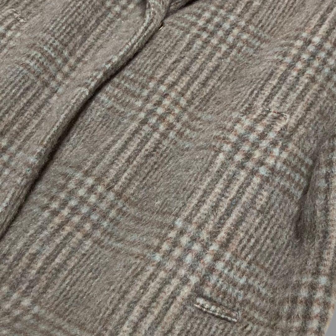 美品★シップス マンテコ MANTECO ロングコート モヘヤ シャギーチェック