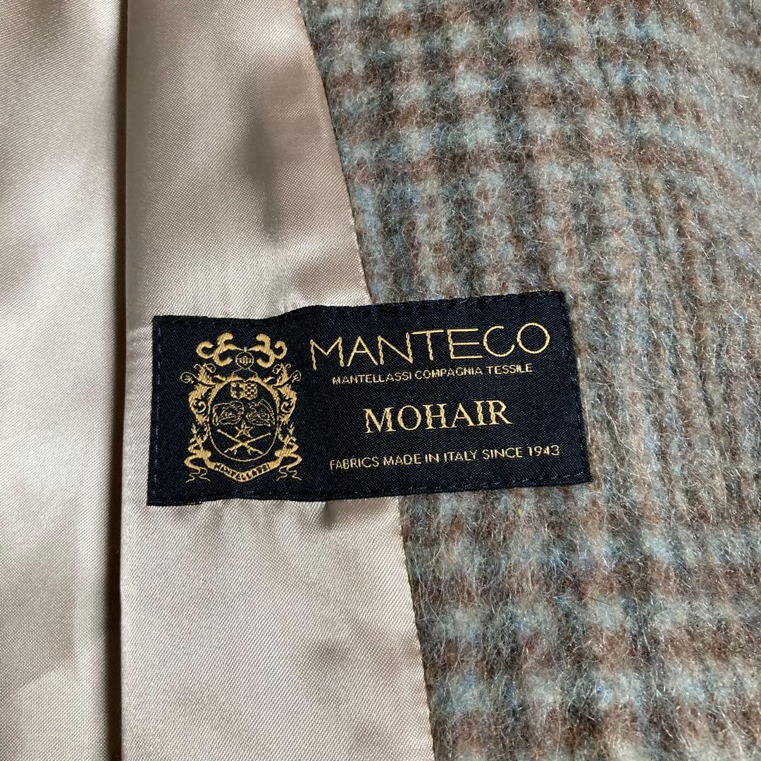 美品★シップス マンテコ MANTECO ロングコート モヘヤ シャギーチェック
