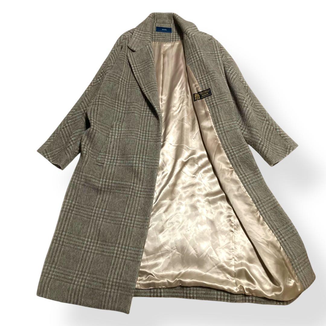 美品★シップス マンテコ MANTECO ロングコート モヘヤ シャギーチェック