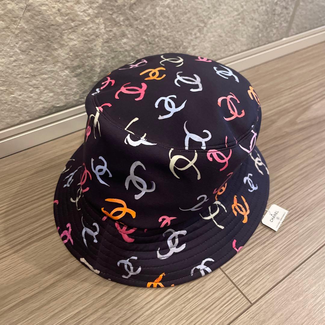 【新品未使用】CHANEL ココマーク総柄　バケットハット　ポリアミド　Ｌサイズ