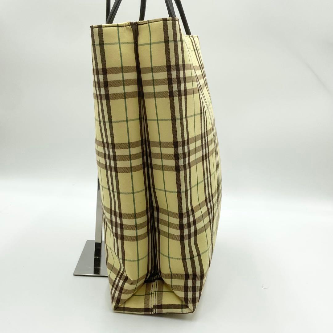 極美品　バーバリー　トートバッグ　ノバチェック　キャンバス　レザー　イエロー