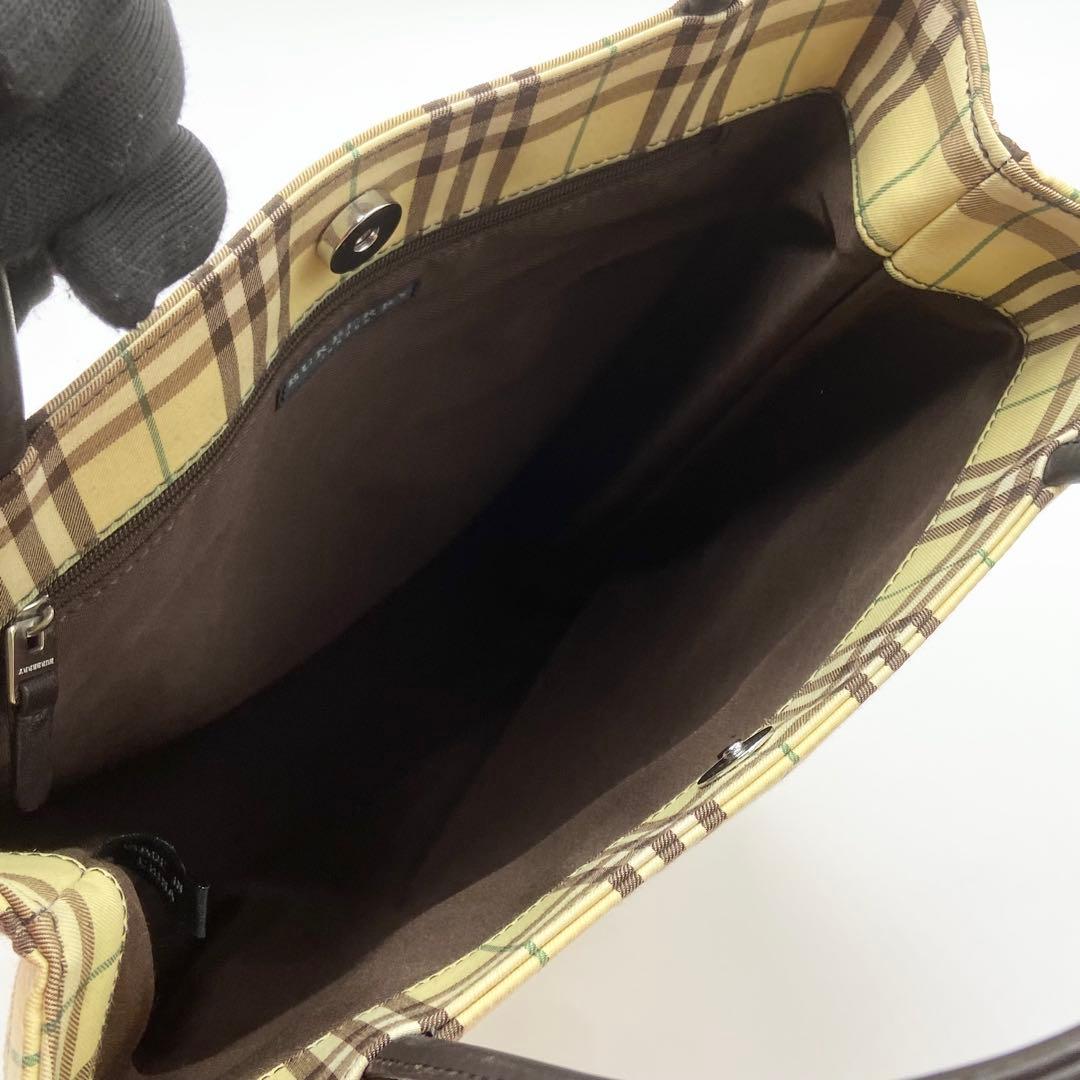 極美品　バーバリー　トートバッグ　ノバチェック　キャンバス　レザー　イエロー