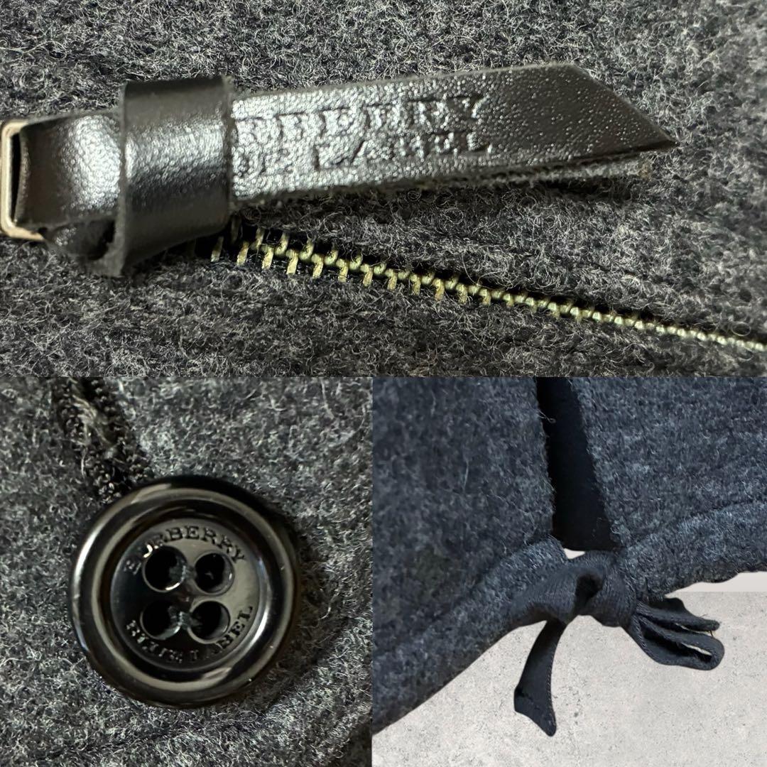 BURBERRY ブルーレーベル ポンチョ 羊毛 アンゴラ フォックス 牛革