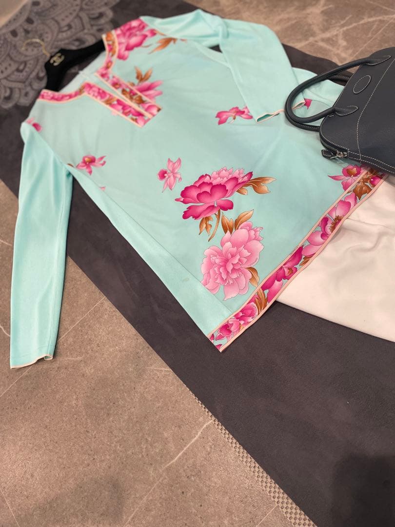 美品　LEONARD レオナール　異素材ミックス　長袖トップス　チュニック38