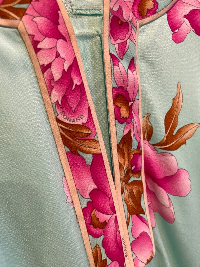 美品　LEONARD レオナール　異素材ミックス　長袖トップス　チュニック38