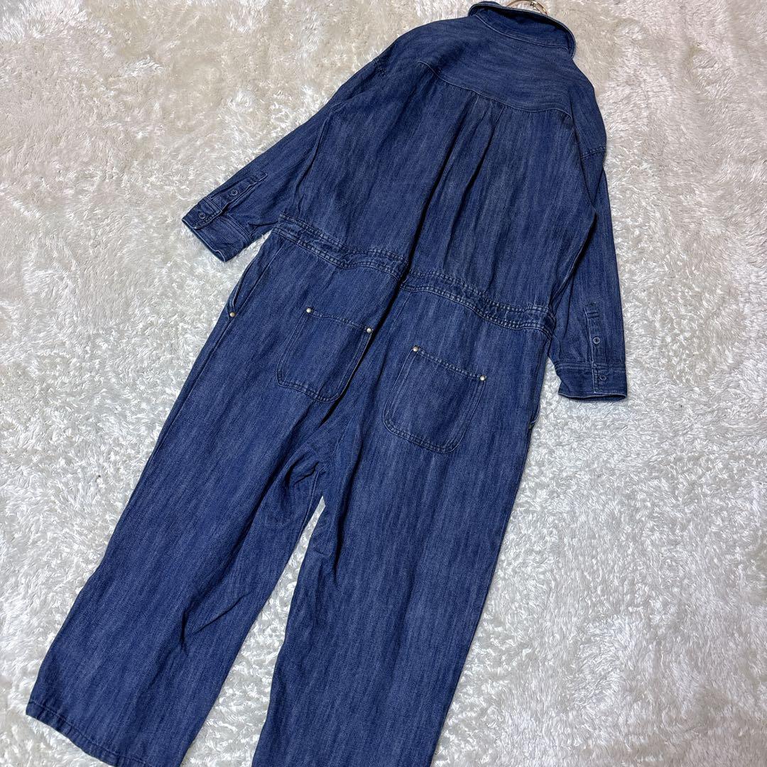 美品＊&yarn コットンリネン デニム ジャンプスーツ　オールインワン　長袖