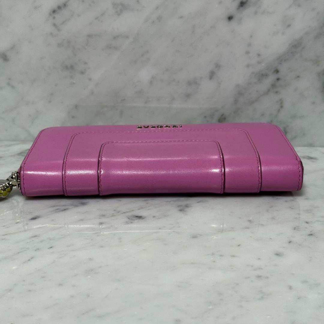 BVLGARI ブルガリ 長財布 本革 ピンク セルペンティ ラウンドジップ