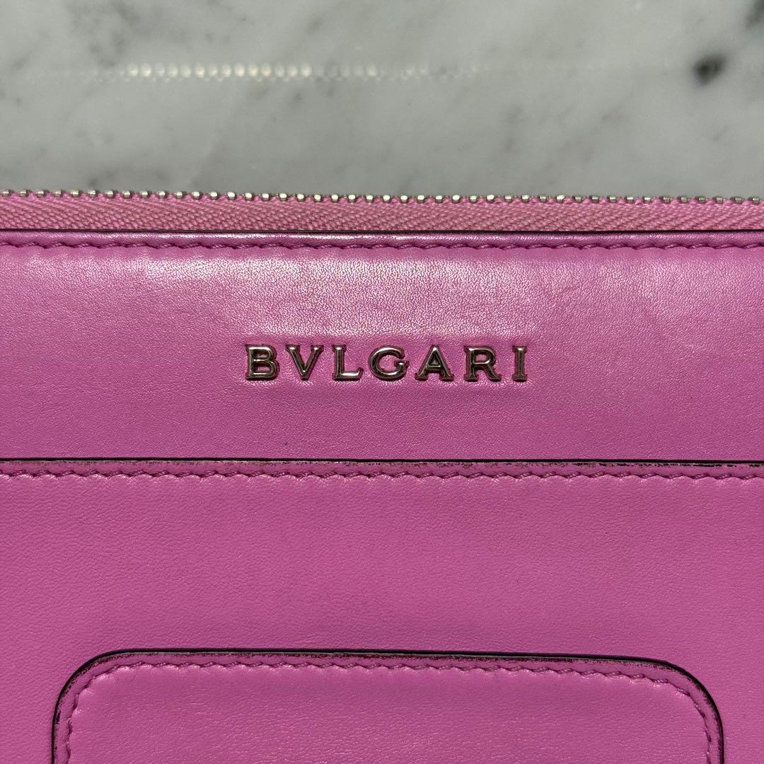 BVLGARI ブルガリ 長財布 本革 ピンク セルペンティ ラウンドジップ