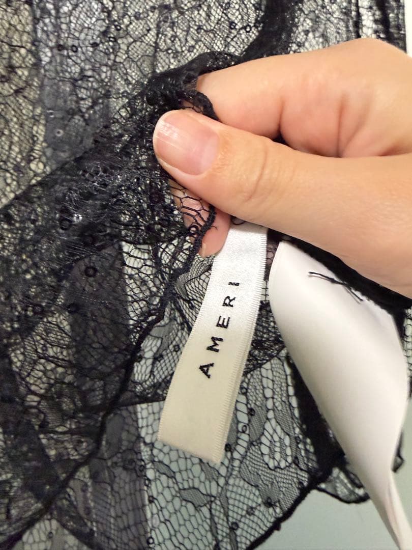 Ameri VINTAGE　HOLE SPANGLE LACE DRESS