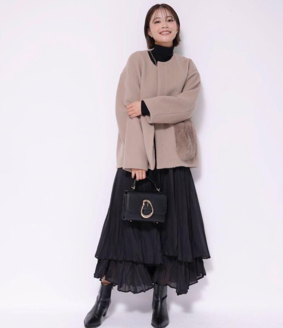 Apuweiser-riche 2WAYポケファーノーカラーコート　キャメル　1