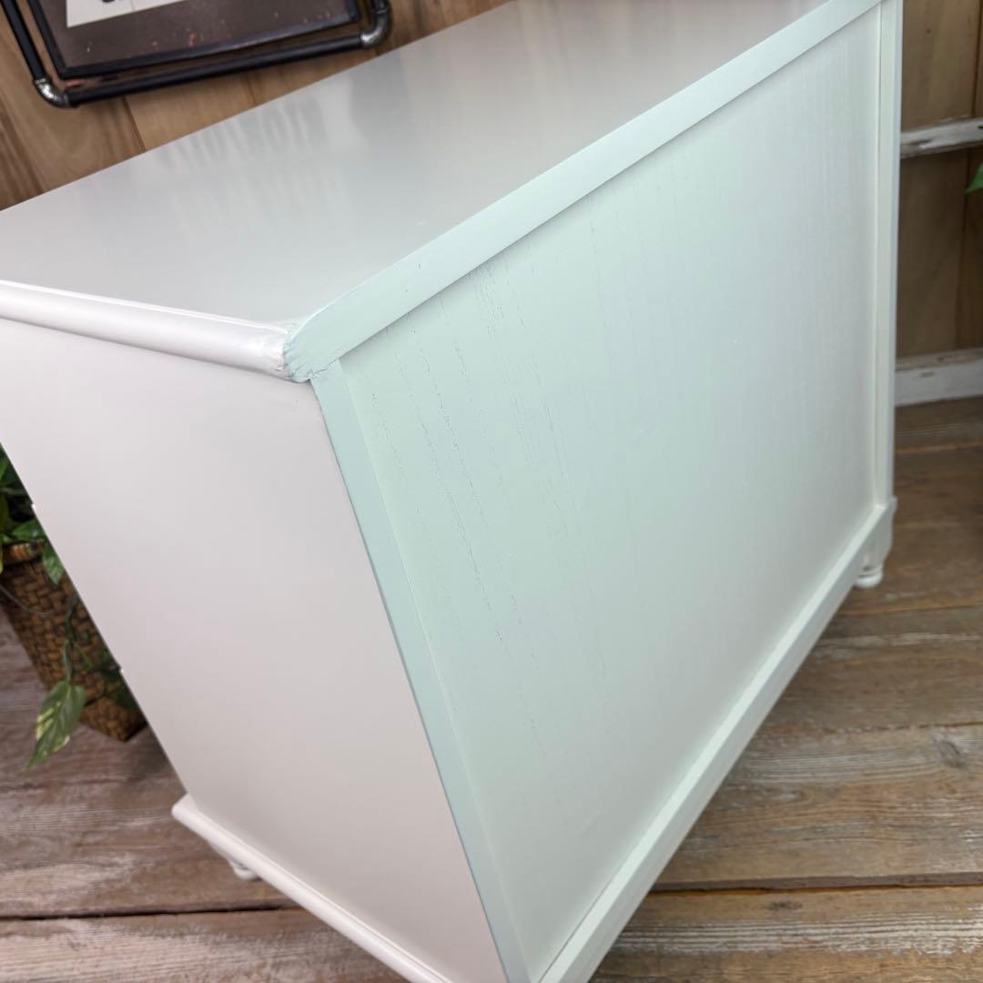 訳あり品！【93】フレンチ調ホワイトチェスト三段四つ引き木製収納家具姫系タンス