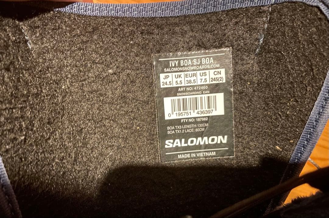 サロモン アイビー ボア SJ ボア スノーボード ブーツ　24.5cm
