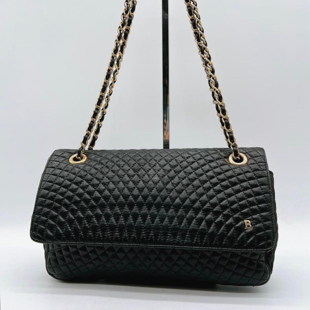 BALLY キルティング チェーン ショルダーバッグ　　ブラック f512