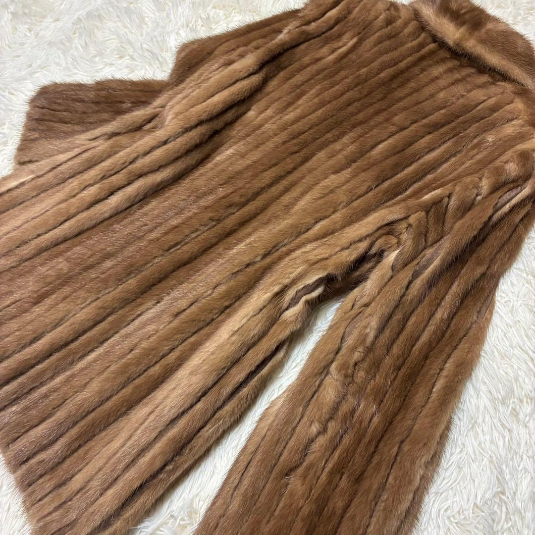 FARLON 毛皮　ファーコート　ミンク　ミドル丈　リアルファー　ブラウン