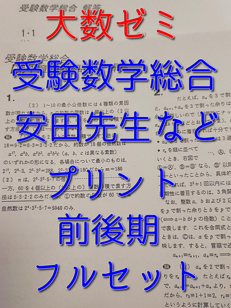 大数ゼミの安田先生らによる受験数学総合フルセット　駿台　河合塾　鉄緑会