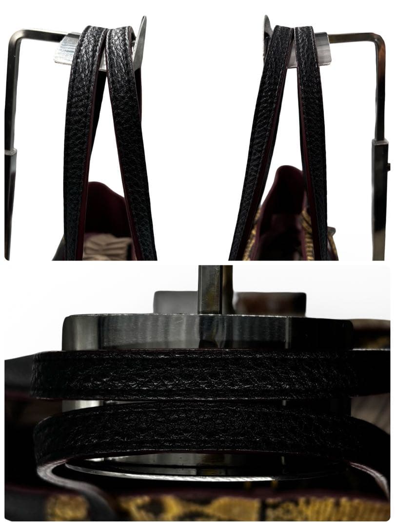 【良品】ココセリュクスゴールド　トートバッグ　パイソン　レザー　チャーム　黒