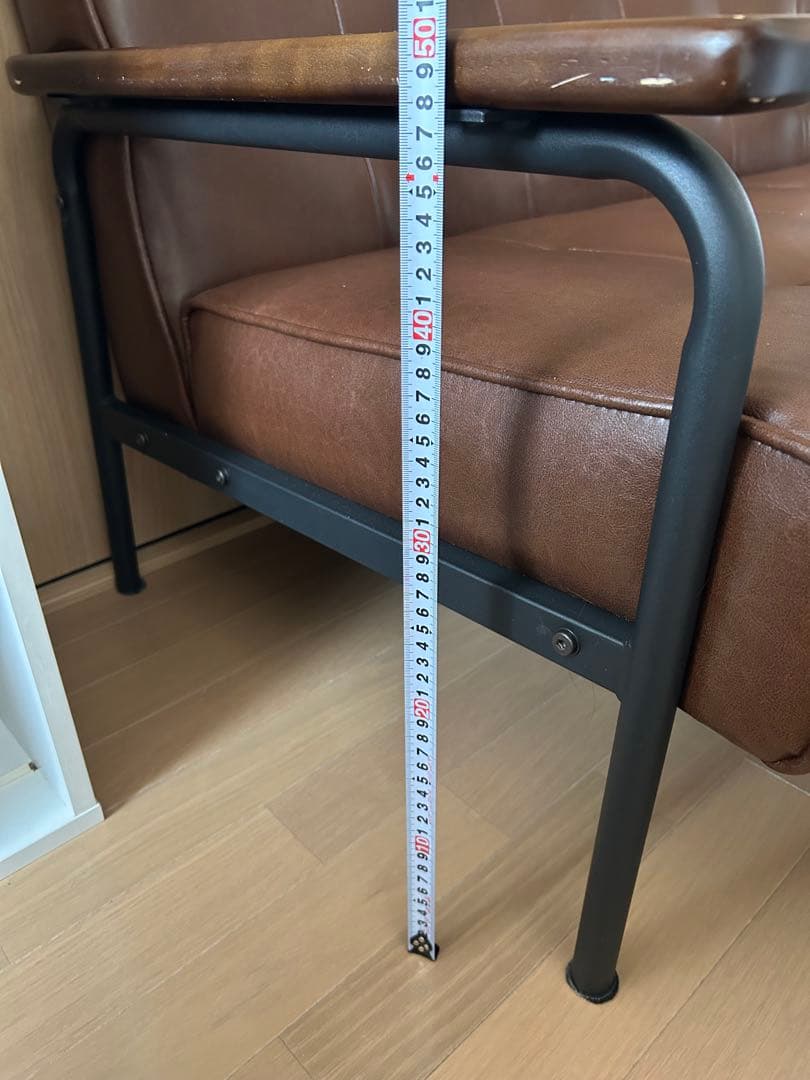 ブラウン合成皮革ソファ