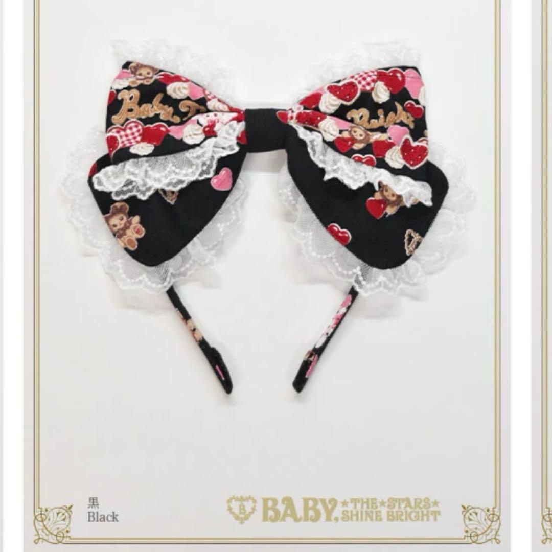 くみゃちゃんのSweet Baby Love Heart柄カチューシャ 黒