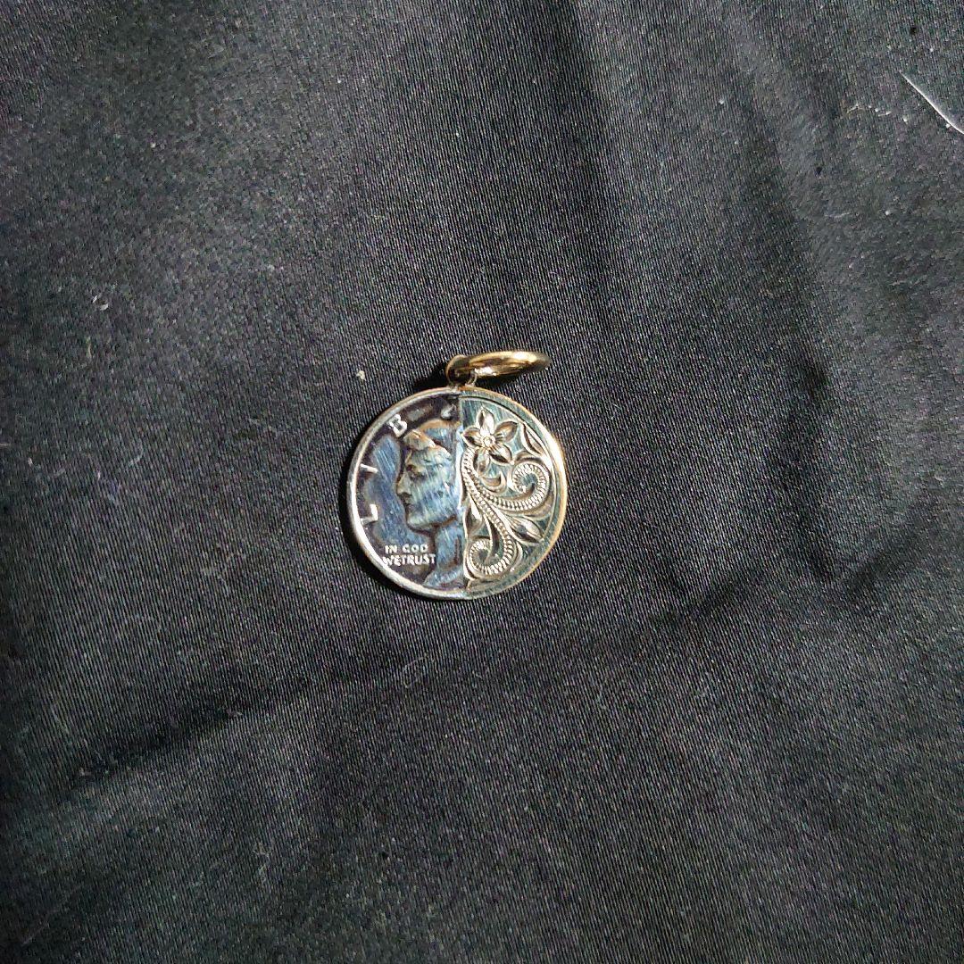 セブン送料無料Maxiマーキュリーダイムハーフカットペンダント/k14YG