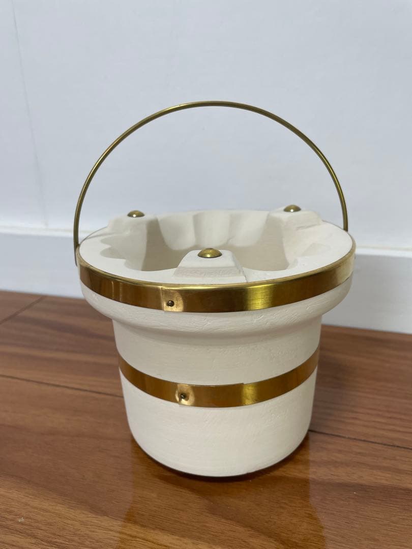 値下げ 稀少 純珪藻土切り出し七輪 能登燃焼器工業製 真鍮巻朝顔型 炭火調理