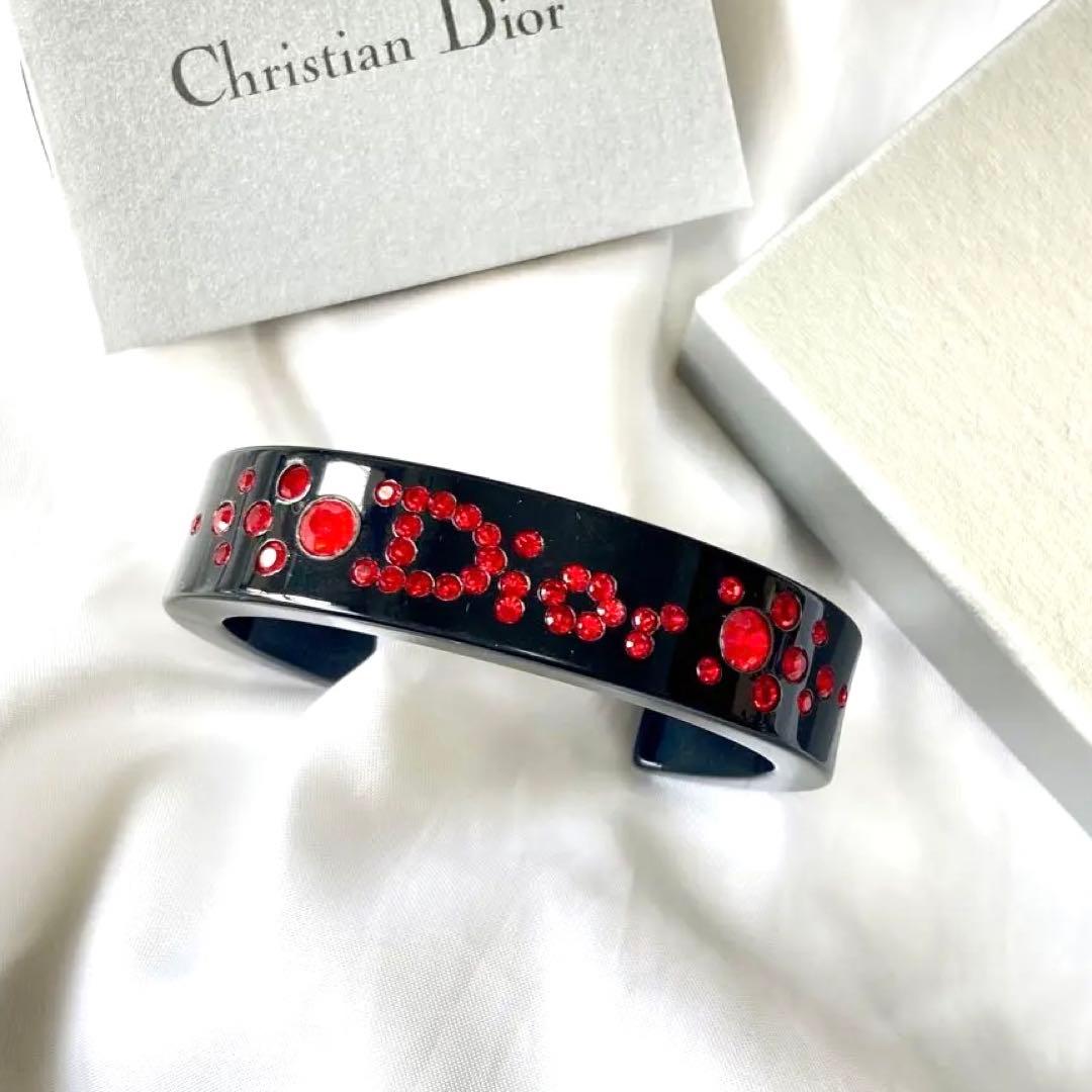 極美品　Christian Dior バングル　ロゴ　ラインストーン　人気