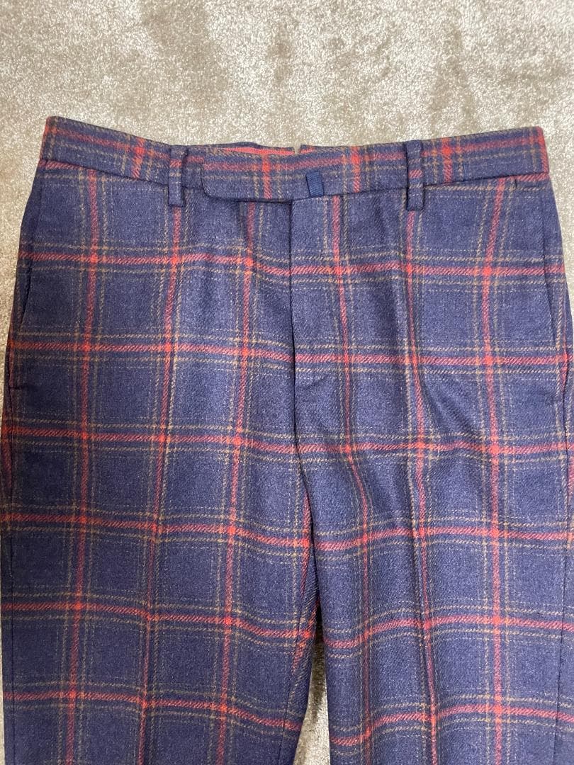 INCOTEX インコテックス 46 チェック 100% ウールスラックス 美品