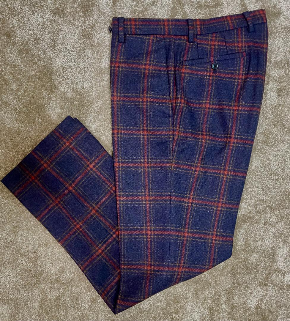 INCOTEX インコテックス 46 チェック 100% ウールスラックス 美品