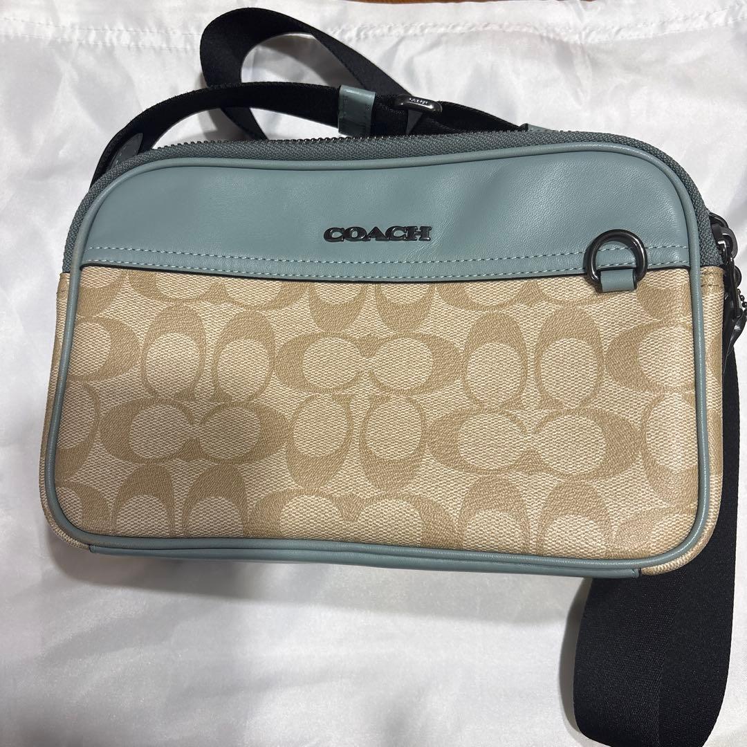 COACH ショルダーバッグ ベージュ/水色