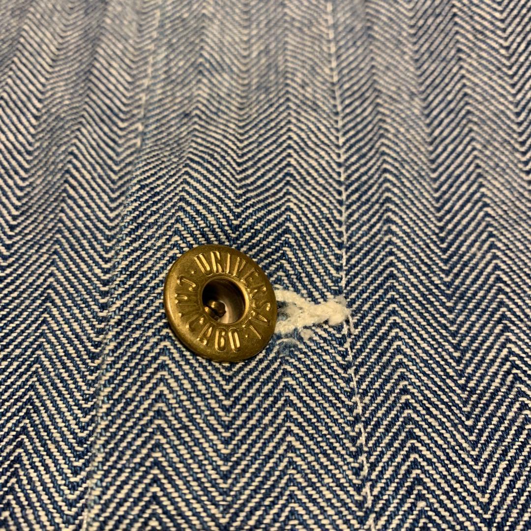 UNIVERSAL OVERALLヘリンボーンストライプデニムカバーオール 40