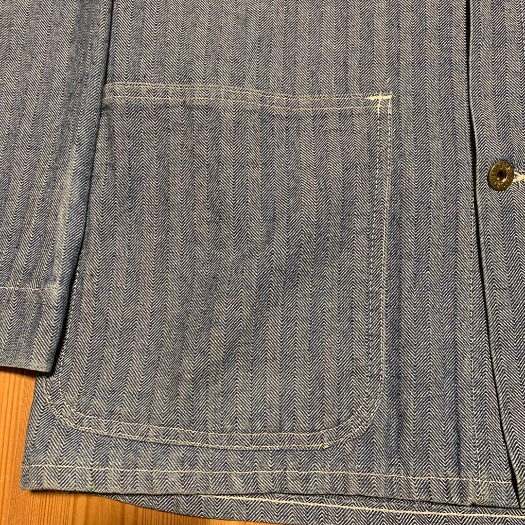 UNIVERSAL OVERALLヘリンボーンストライプデニムカバーオール 40