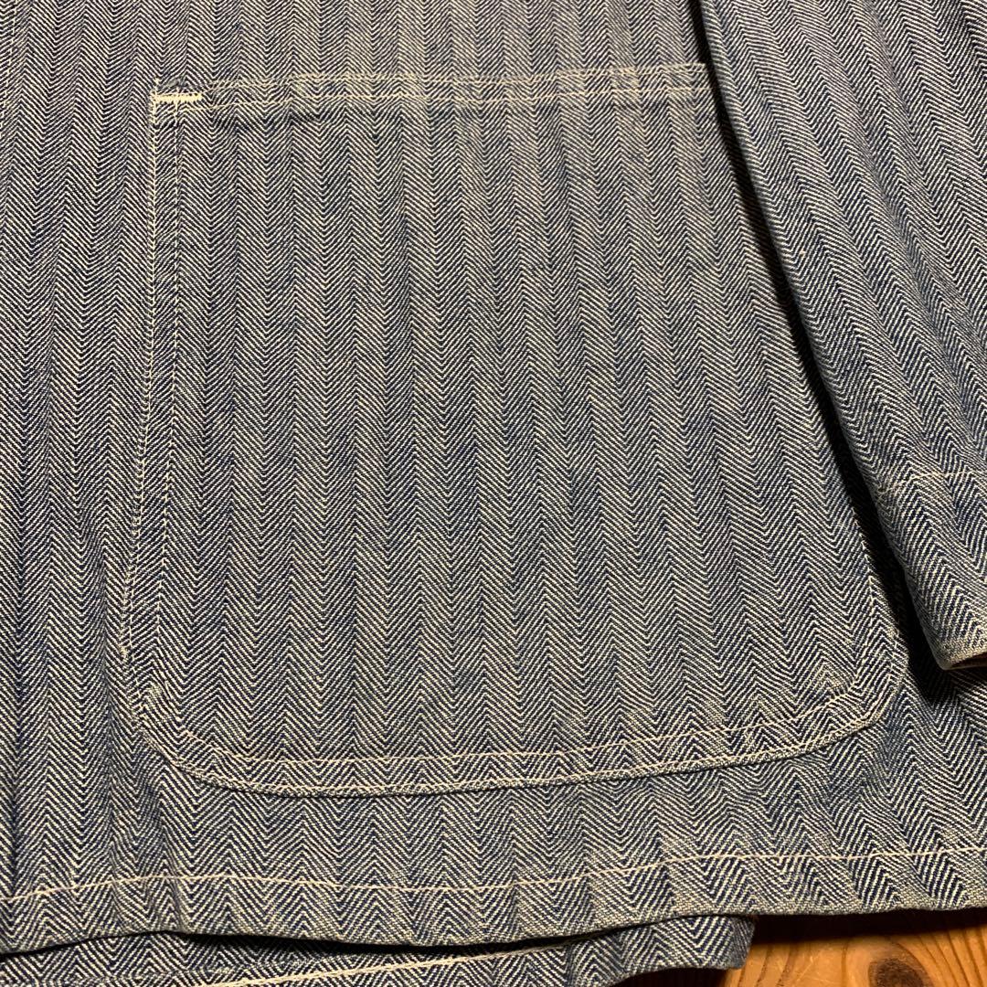 UNIVERSAL OVERALLヘリンボーンストライプデニムカバーオール 40