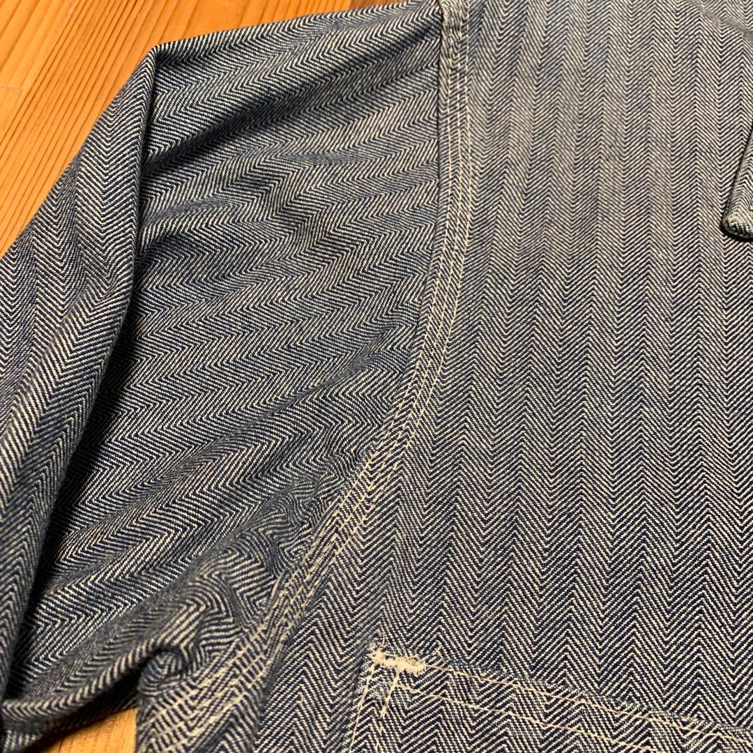 UNIVERSAL OVERALLヘリンボーンストライプデニムカバーオール 40